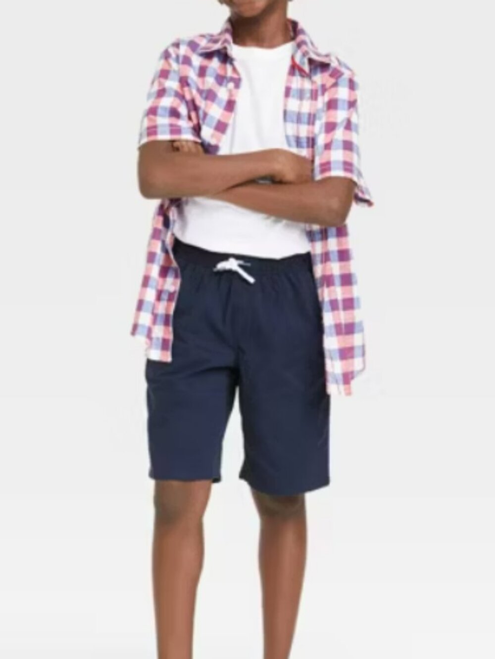 Cat & Jack Regular Woven Cotton Drawstring Elastic Waist Pull-On Shorts in Navy